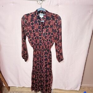 MISA Los Angeles Women's Pink Black Floral Lined Midi Dress Size XS NWT NEW!!